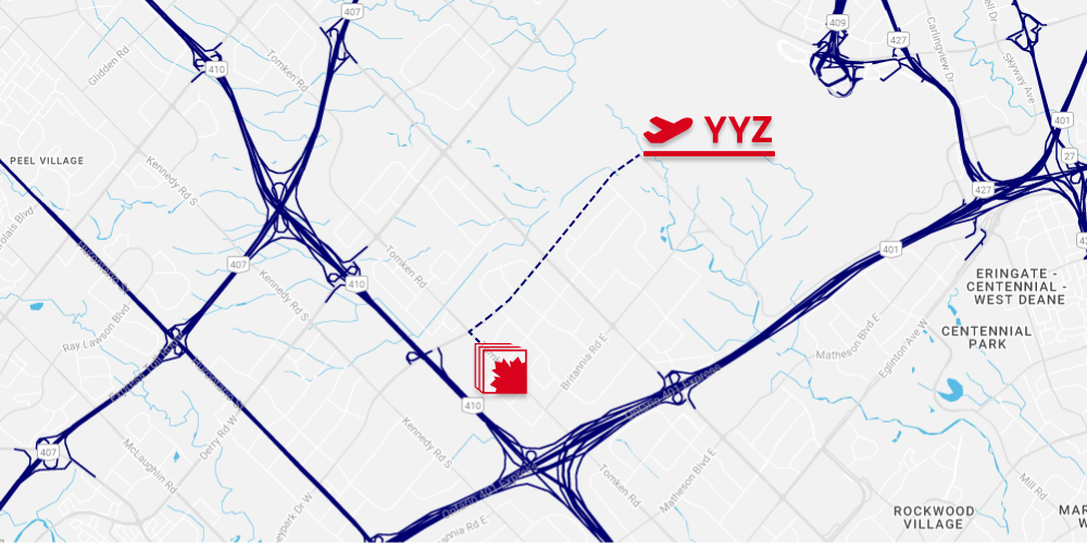Digital map of YYZ airport location